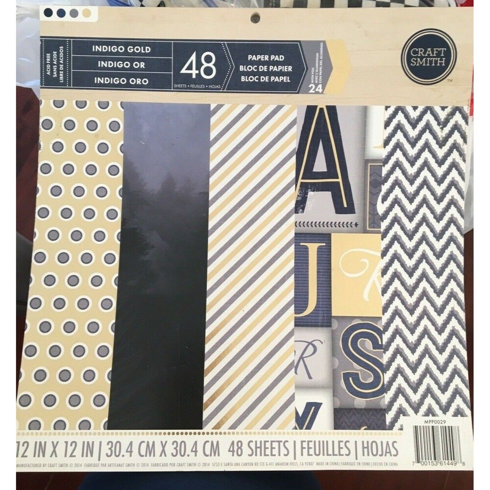 Craft Smith Scrapbook Paper Indigo Gold 12" x 12" Paper Pad 48 New Free Shipping